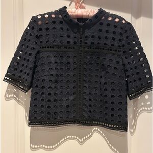 Judith and Charles navy/blk top sz8 full zipper in back partially lined